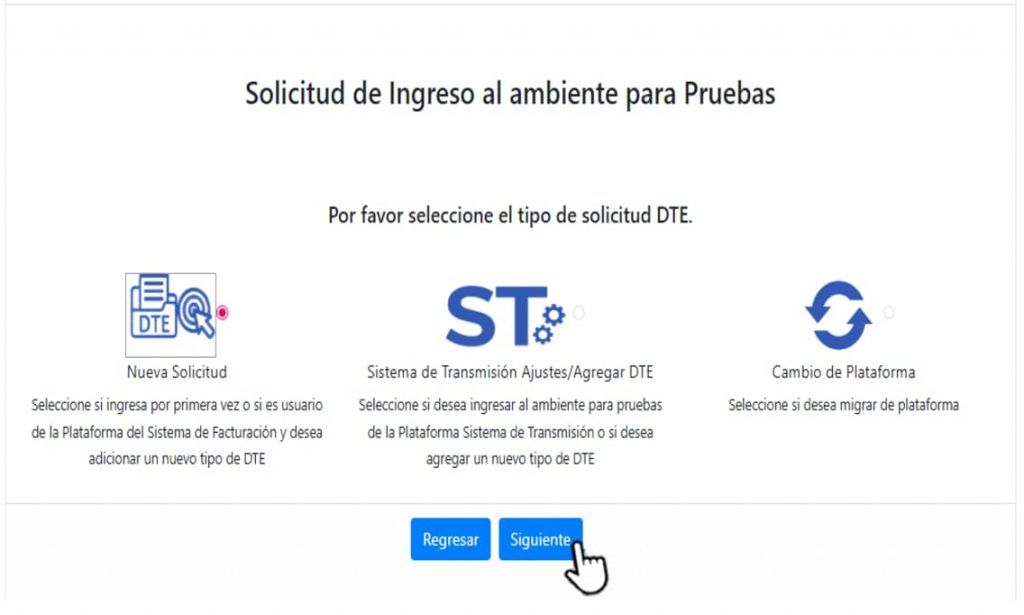 Fig1 : Solicitud de ingreso al ambiente de pruebas actualizado a mayo 2026